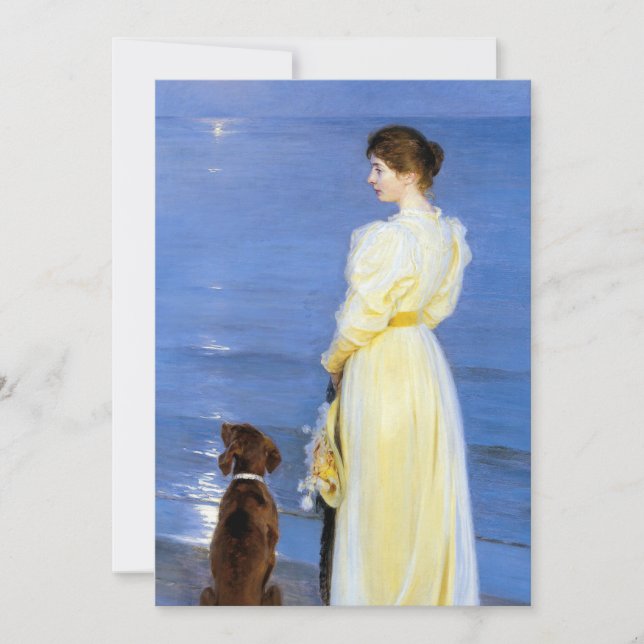 Kroyer - The Artist's Wife and Dog by the Shore Thank You Card (Front)