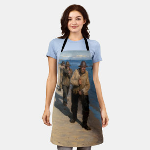 Kroyer - Three Fishermen Pulling a Boat Apron