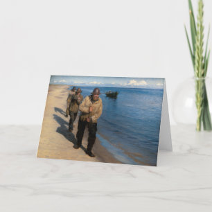 Kroyer - Three Fishermen Pulling a Boat Card