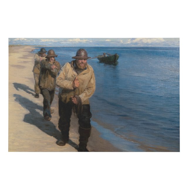 Kroyer - Three Fishermen Pulling a Boat Faux Canvas Print (Front)