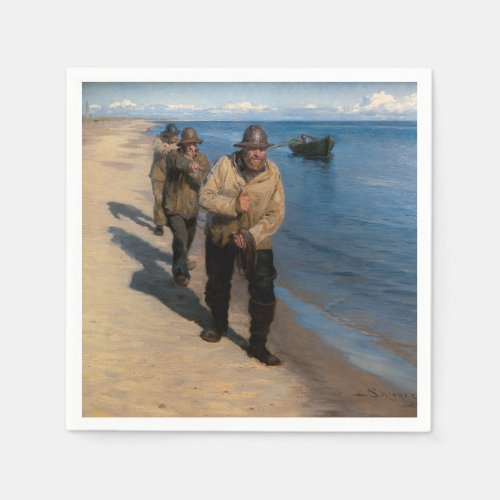 Kroyer _ Three Fishermen Pulling a Boat Napkins