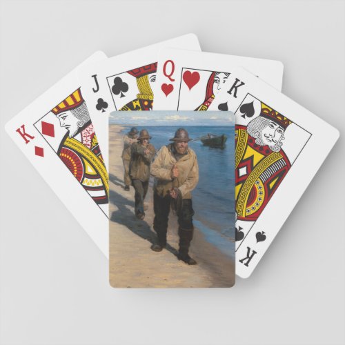 Kroyer _ Three Fishermen Pulling a Boat Playing Cards