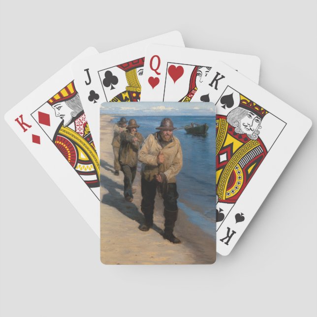 Kroyer - Three Fishermen Pulling a Boat Poker Cards (Back)