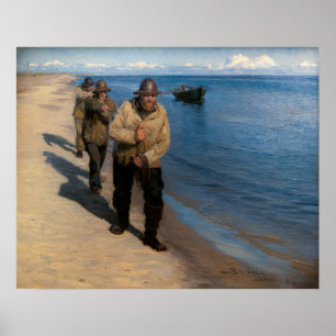 Kroyer - Three Fishermen Pulling a Boat Poster