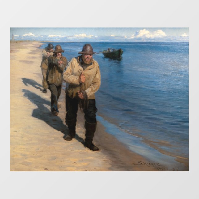 Kroyer - Three Fishermen Pulling a Boat Wall Decal (Front)