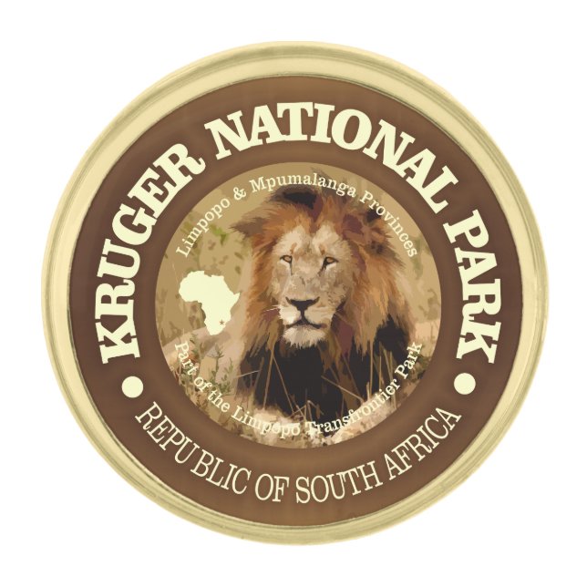 Kruger National Park (C) Gold Finish Lapel Pin (Front)