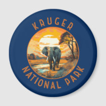 Kruger National Park South Africa Elephant Retro Magnet