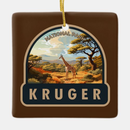 Kruger National Park South Africa Giraffe Vintage Ceramic Ornament