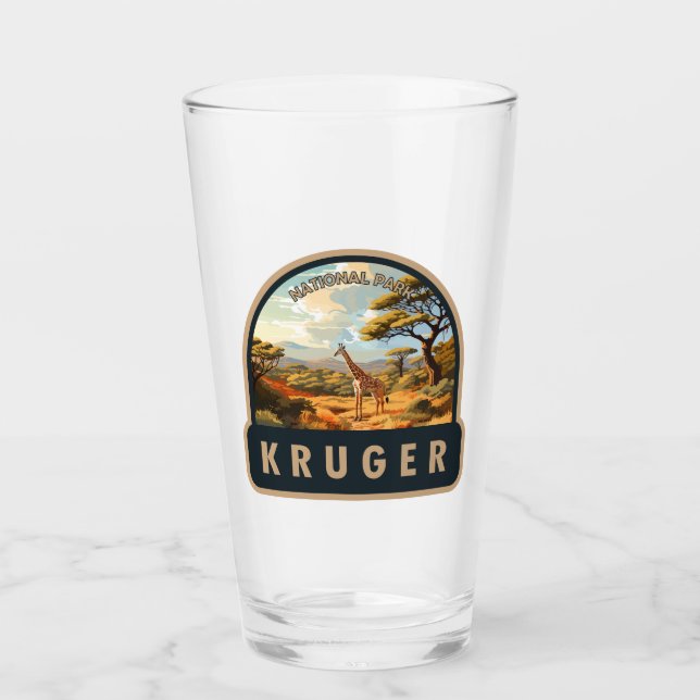 Kruger National Park South Africa Giraffe Vintage Glass (Front)