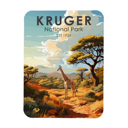 Kruger National Park South Africa Giraffe Vintage Magnet