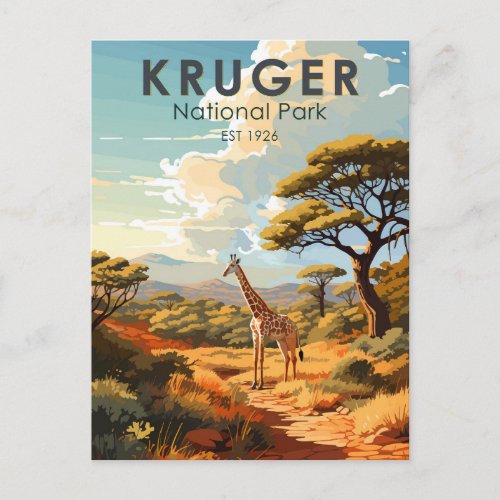 Kruger National Park South Africa Giraffe Vintage Postcard