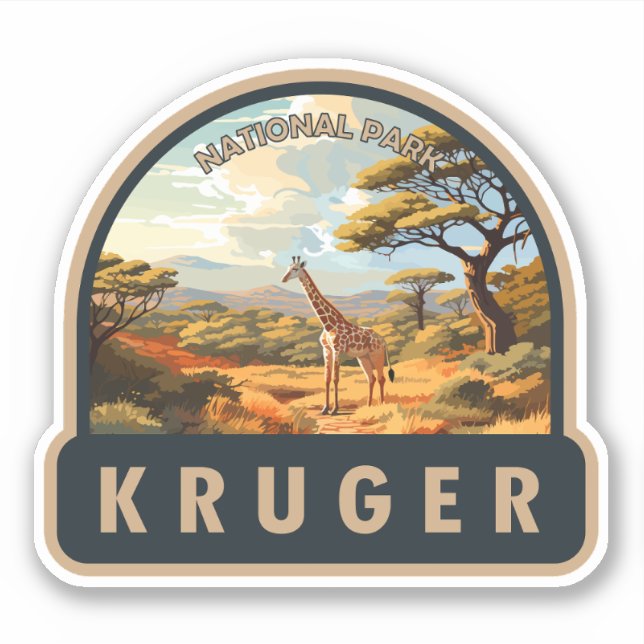 Kruger National Park South Africa Giraffe Vintage Sticker (Front)
