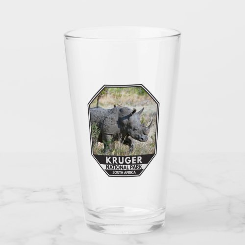 Kruger National Park South Africa Rhino Watercolor Glass