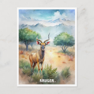 Kruger National Park Watercolor Painting Postcard