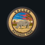 Kruger National Park White Rhinoceros Travel Art Button<br><div class="desc">Kruger vector artwork design. Kruger National Park,  in northeastern South Africa,  is one of Africa’s largest game reserves. Its high density of wild animals includes the Big 5: lions,  leopards,  rhinos,  elephants and buffalos.</div>