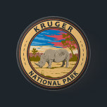Kruger National Park White Rhinoceros Travel Art Button<br><div class="desc">Kruger vector artwork design. Kruger National Park,  in northeastern South Africa,  is one of Africa’s largest game reserves. Its high density of wild animals includes the Big 5: lions,  leopards,  rhinos,  elephants and buffalos.</div>