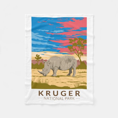 Kruger National Park White Rhinoceros Travel Art Fleece Blanket