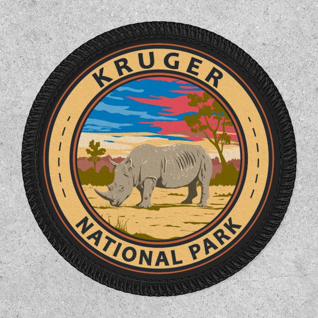 Kruger National Park White Rhinoceros Travel Art Patch (Front)