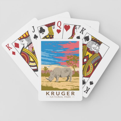 Kruger National Park White Rhinoceros Travel Art Poker Cards