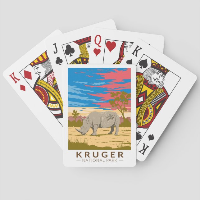 Kruger National Park White Rhinoceros Travel Art Poker Cards (Back)