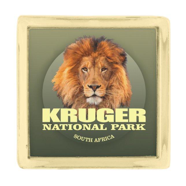 Kruger NP (Lion) WT Gold Finish Lapel Pin (Front)