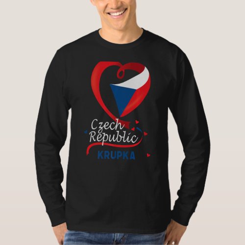Krupka Czech Republic Heart Flag Lion Coat Of Arm  T_Shirt