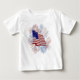 KRW American Flag Fireworks Patriotic Tee Shirts