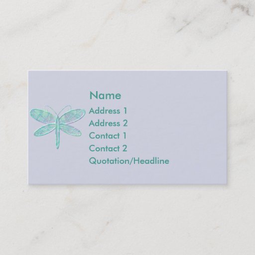 Customizable KRW Aqua Dragonfly Business Card
