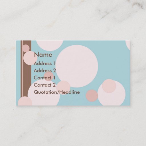 Customizable KRW Aqua Pink and Brown Dots Custom Business Card
