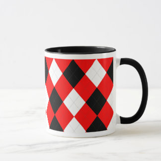 KRW Argyle Red White Black Mug