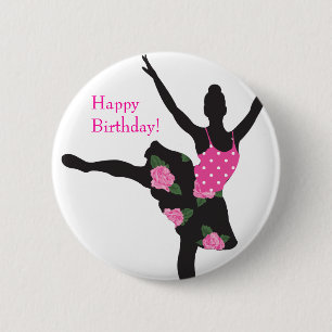 KRW Ballerina Rose Happy Birthday Button Favor