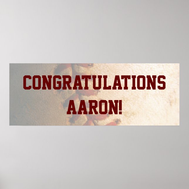 KRW Baseball Bar Mitzvah Congratulations Banner Poster (Front)