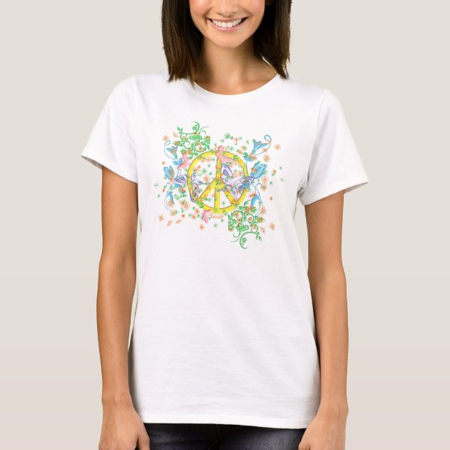 KRW Beautiful Butterfly Peace Symbol T-Shirt (Front)