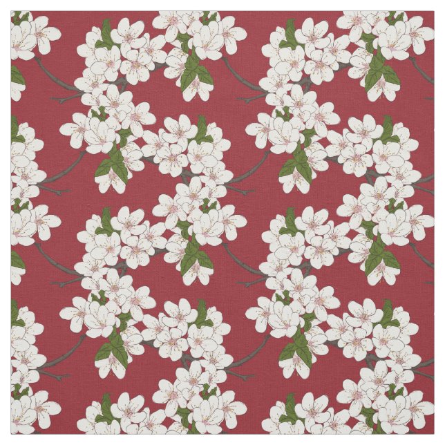 KRW Beautiful Dogwood Flower Print Fabric (Swatch)