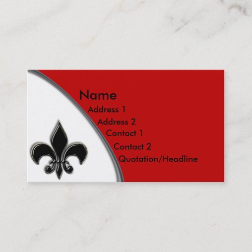 KRW Black and Red Fleur De Lis Two Tone Business Cards