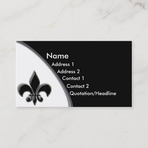 Customizable KRW Black Fleur De Lis Two Tone Business Card
