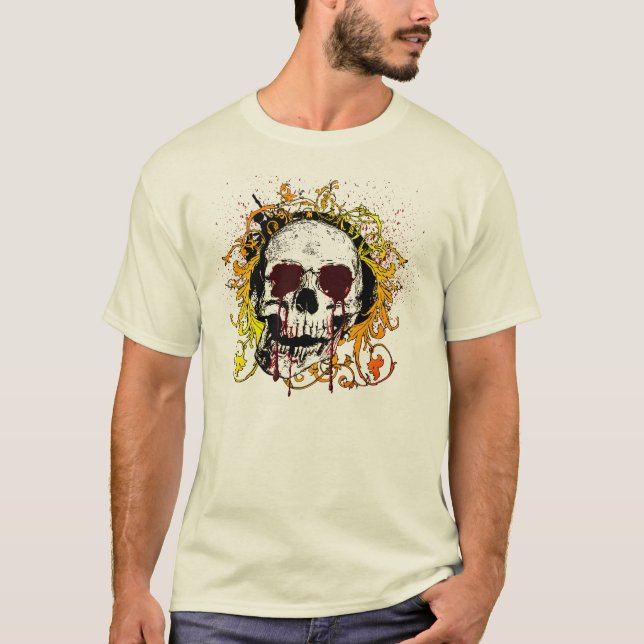 KRW Bleeding From the Eyes Gothic Skull T-Shirt (Front)
