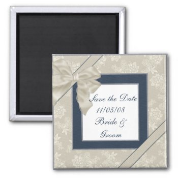 Krw Blue And White Custom Save The Date Wedding Magnet by KRWWedding at Zazzle