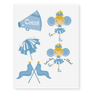 KRW Blue Cheerleader Party Temporary Tattoos
