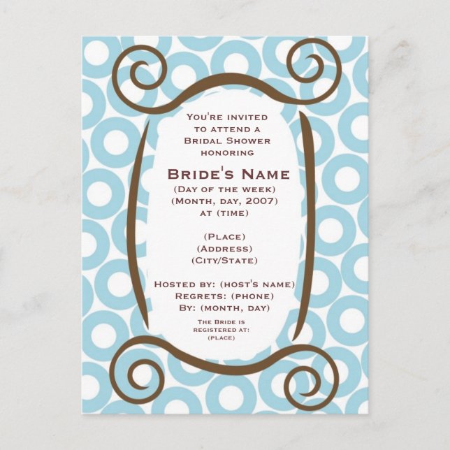 KRW Blue Circle Custom Shower Invitation Postcard (Front)