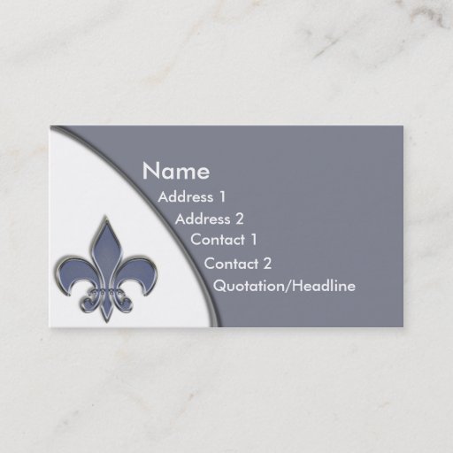 Customizable KRW Blue Fleur De Lis Two Tone Business Card