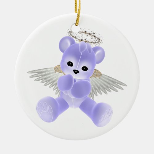 KRW Blue Guardian Angel Bear Ornament