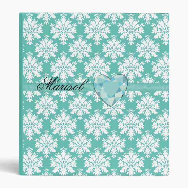 KRW Blue Jewel Heart Keepsake Binder (Front)