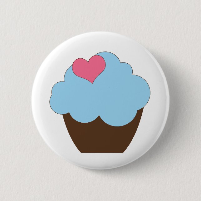 KRW Blue Polka Dot Birthday Cupcake Button Favor (Front)