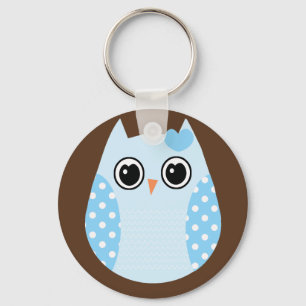 KRW Blue Polka Dot Owl Keychain Favor