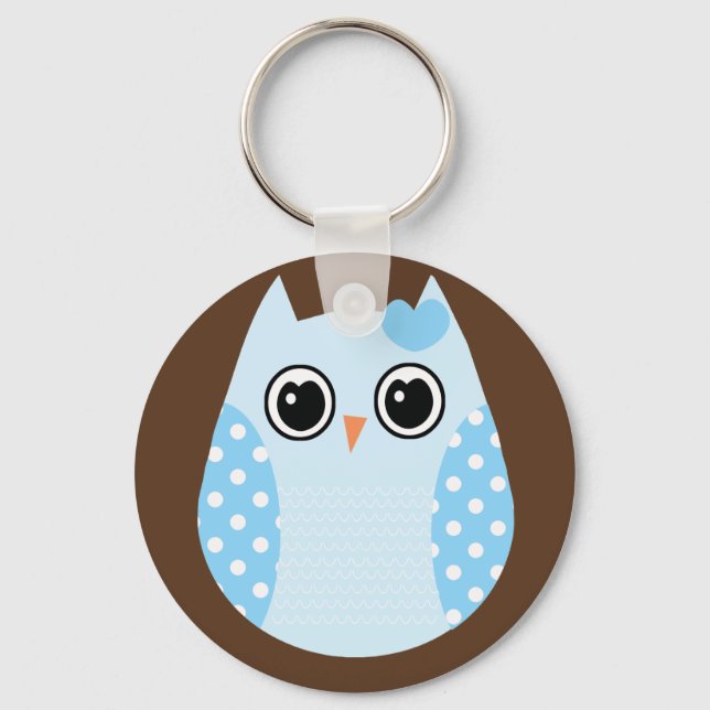 KRW Blue Polka Dot Owl Keychain Favor (Front)