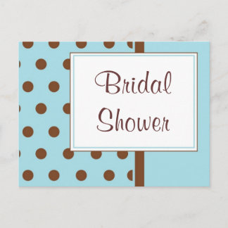 KRW Blue Polka Dots Custom Shower Invitation Postcard