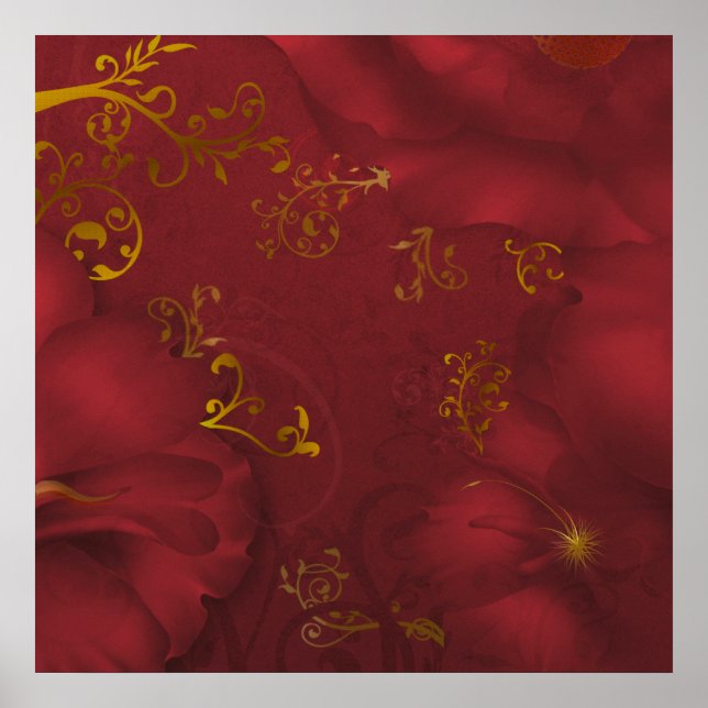 KRW Bordeaux Fantasy Floral Art Poster/Print Poster (Front)