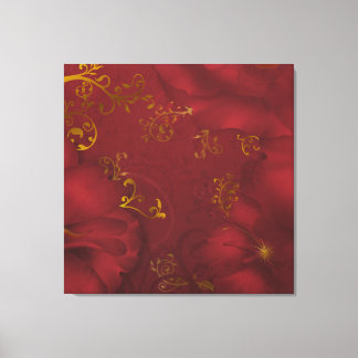 KRW Bordeaux Fantasy Floral Art Triple Canvas Print