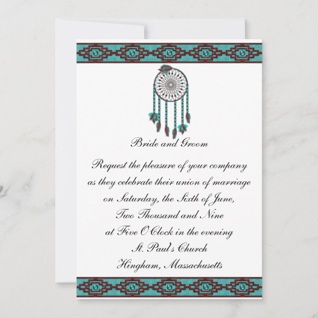 KRW Border Dreamcatcher Custom Wedding Invitation (Front)